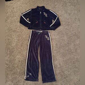 Vintage Velour Tracksuit with Embroidered Details